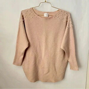 Siren Lily Maternity Jewel Sweater Plus Size 1X Cream Batwing Sleeve